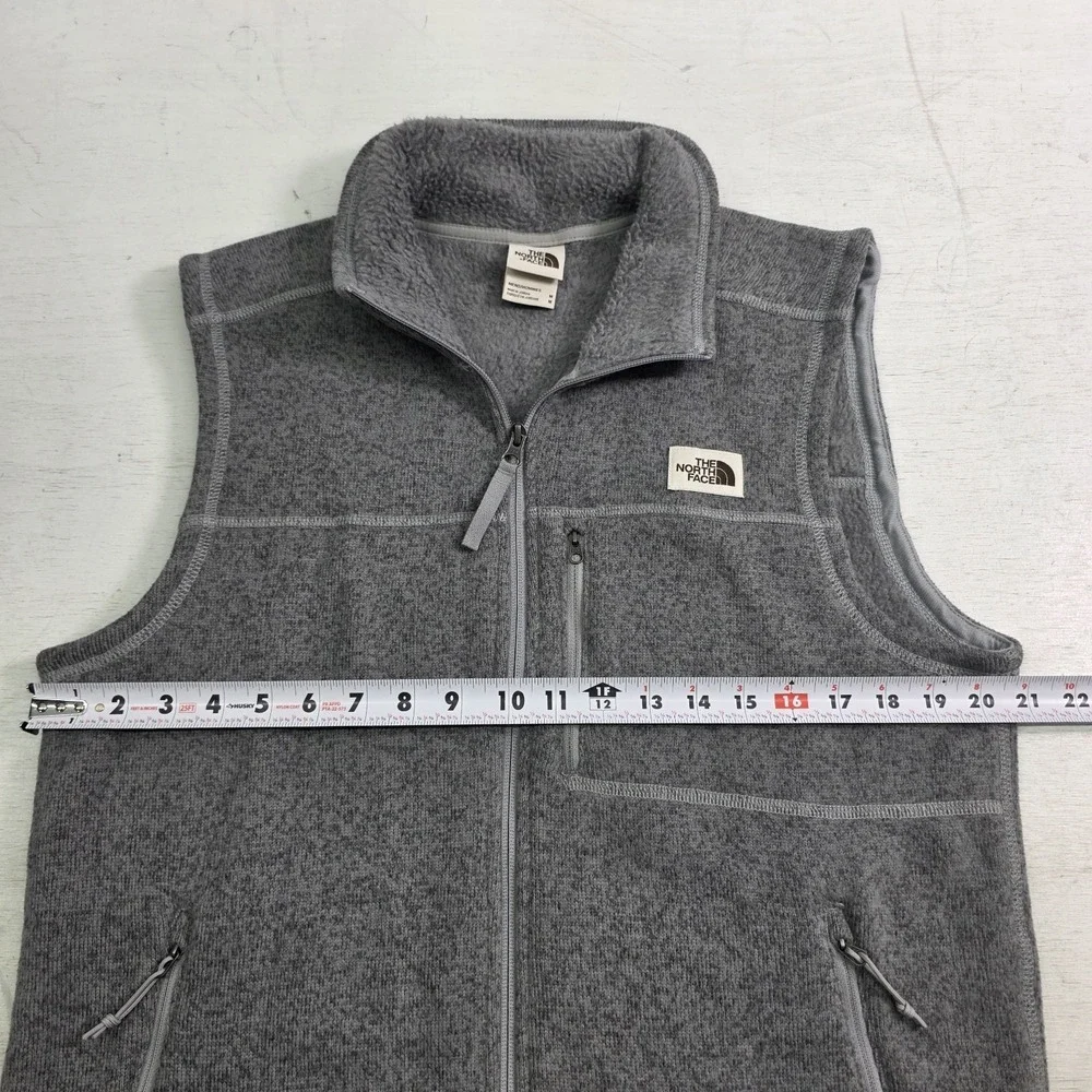 The North Face Gordon Lyons Vest Gray Full Zip Fleece Lined Jacket Mens Sz M EUC